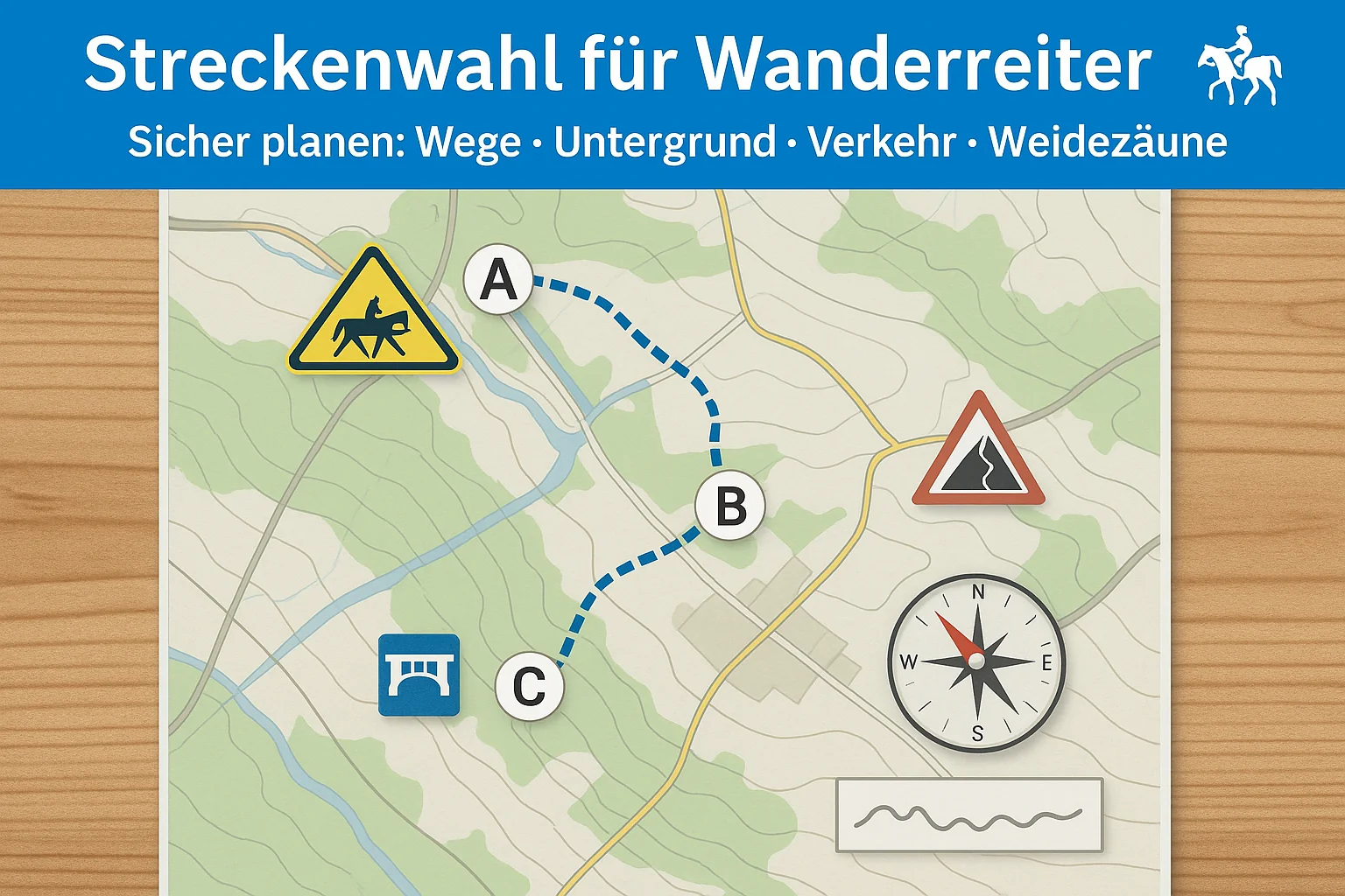 Streckenwahl für Wanderreiter