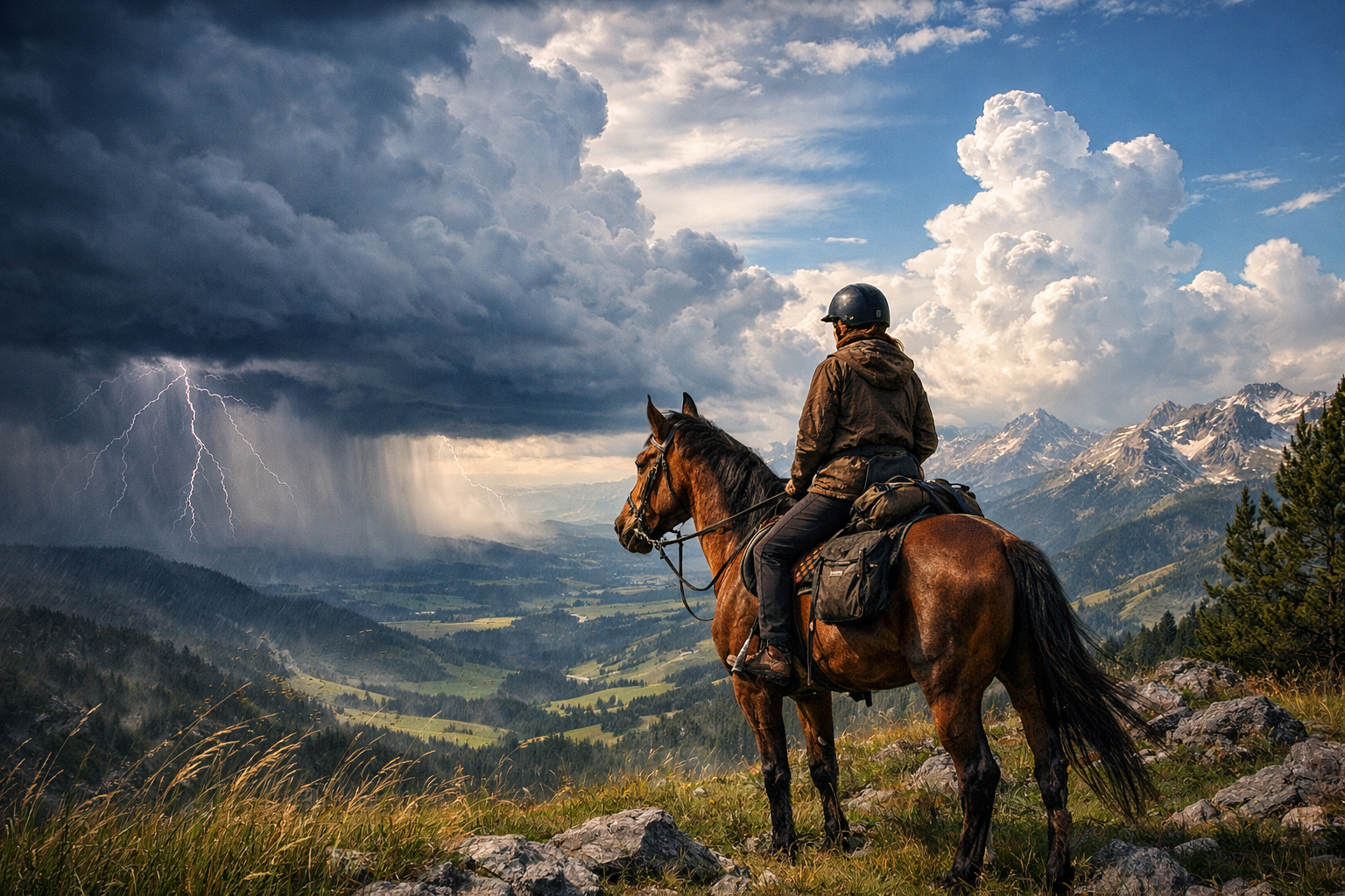 Wetter beim Wanderreiten: Unwetter früh erkennen, richtig handeln und auch im Regen sicher bleiben